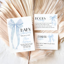 Blue Bow Hand Drawn Boy Coquette Baby shower