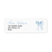 Blue Bow Hand Geschreven Drawn Boy Baby shower Etiket (Voorkant)