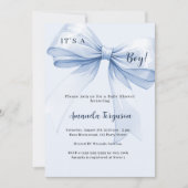 Blue bow, het is een Baby shower Kaart (Voorkant)