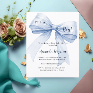 Blue bow, het is een Baby shower voor jongens