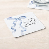 Blue Bow Het vastbinden van de Knoop Vrijgezellenf Kartonnen Onderzetters (Schuin)