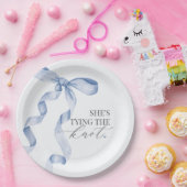 Blue Bow Het vastbinden van de Knoop Vrijgezellenf Papieren Bordje (Feest)