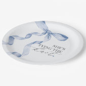 Blue Bow Het vastbinden van de Knoop Vrijgezellenf Papieren Bordje (Gekanteld)