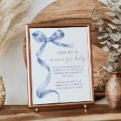 Blue Bow Hoe groot is mama's buik Baby shower spel Poster