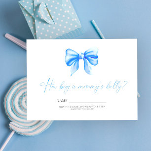 Blue Bow Hoe groot is mama's buik spel Informatiekaartje