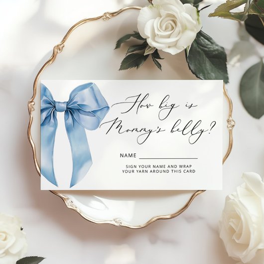 Blue Bow Hoe groot is mama's buikspel Informatiekaartje