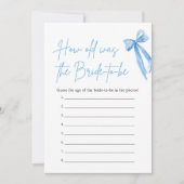 Blue Bow Hoe oud was het bruid Vrijgezellenfeest s Kaart (Voorkant)