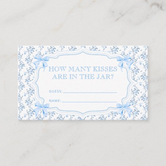 Blue Bow Hoeveel Kussen Bruidsspel Informatiekaartje (Voorkant)