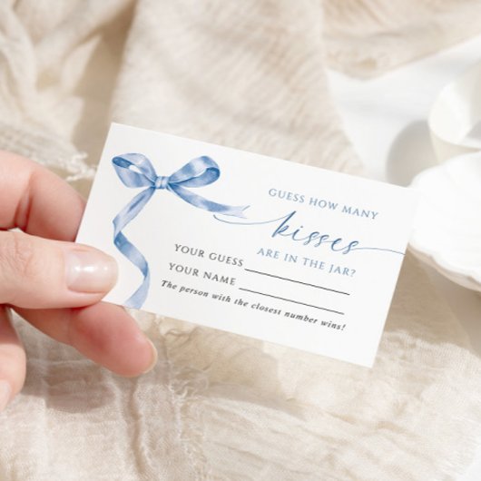 Blue Bow Hoeveel Kussen Douche Game Card Plaatskaartje