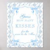 Blue Bow Hoeveel Kussen Vrijgezellenfeest Spel Poster (Voorkant)