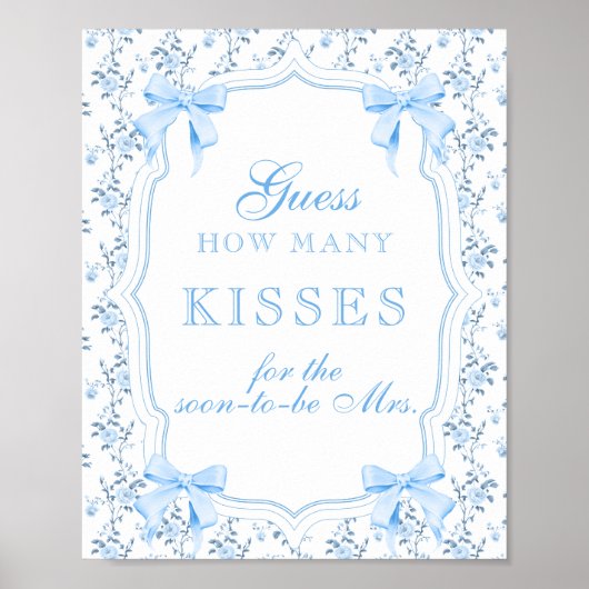 Blue Bow Hoeveel Kussen Vrijgezellenfeest Spel Poster (Voorkant)