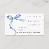 Blue Bow Hoeveel Snoepjes Douche Game Card Plaatskaartje (Voorkant)