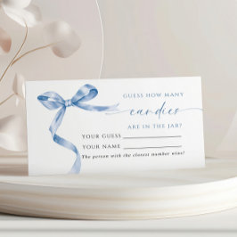 Blue Bow Hoeveel Snoepjes Douche Game Card Plaatskaartje