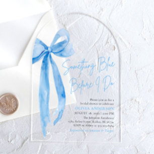 Blue Bow Iets Blauw Voordat Ik Vrijgezellenfeest D Acryl Uitnodigingen