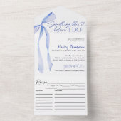 Blue Bow Iets Blauw Voordat Ik Vrijgezellenfeest D All In One Uitnodiging (Binnen)