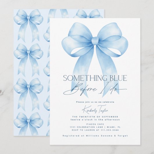 Blue Bow Iets Blauw Voordat Ik Vrijgezellenfeest D Kaart (Voorkant / Achterkant)