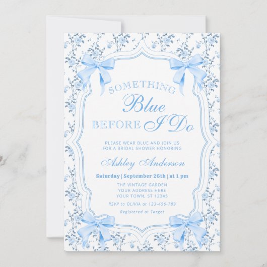 Blue Bow Iets Blauw Voordat Ik Vrijgezellenfeest D Kaart (Voorkant)