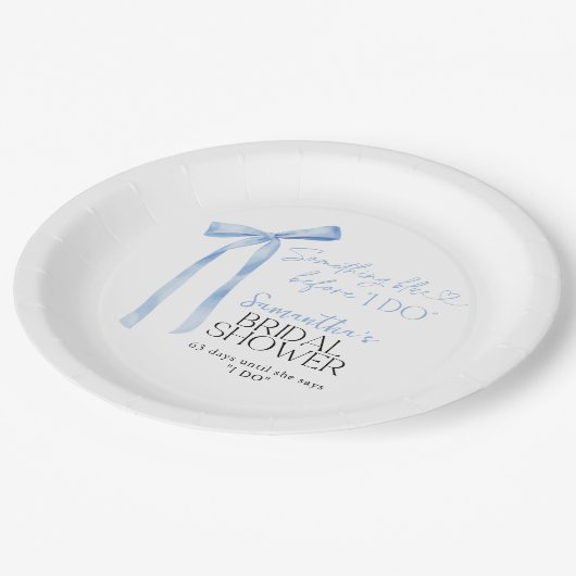 Blue Bow Iets Blauw Voordat Ik Vrijgezellenfeest D Papieren Bordje (Gekanteld)