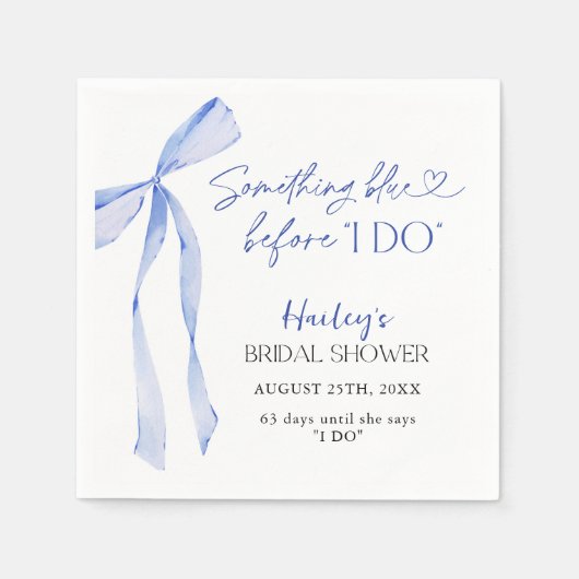 Blue Bow Iets Blauw Voordat Ik Vrijgezellenfeest D Servet (Voorkant)