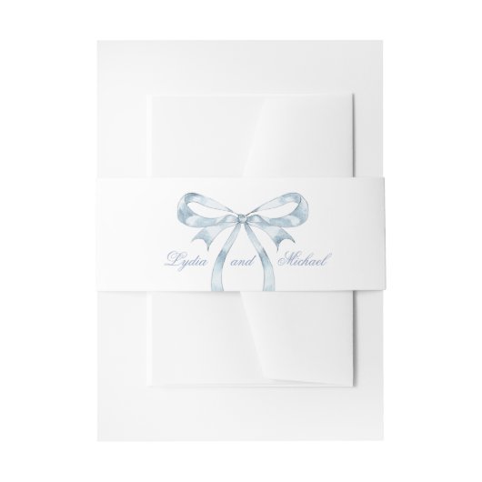 Blue Bow Invitation Belly Band Uitnodigingen Wikkel (Voorkant Voorbeeld)