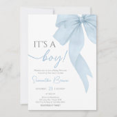 Blue Bow is een Baby shower Kaart (Voorkant)