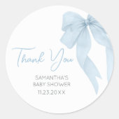 Blue Bow is een Baby shower Ronde Sticker (Voorkant)
