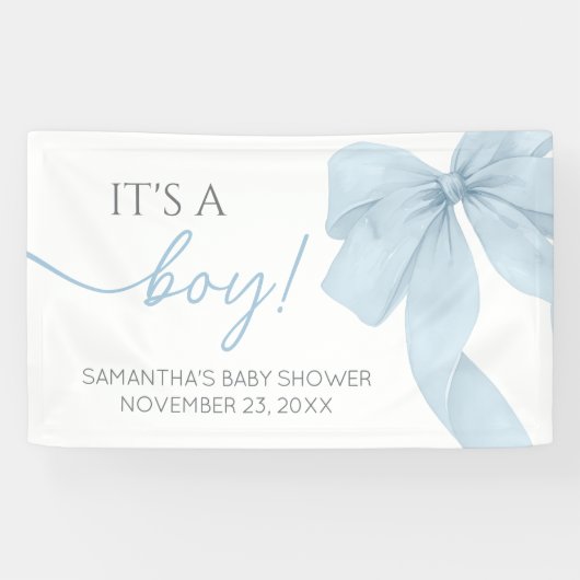Blue Bow is een Baby shower Spandoek (Horizontaal)