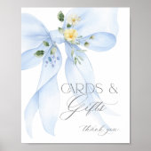 Blue Bow Kaarten en geschenken Baby meisje Douche Poster (Voorkant)