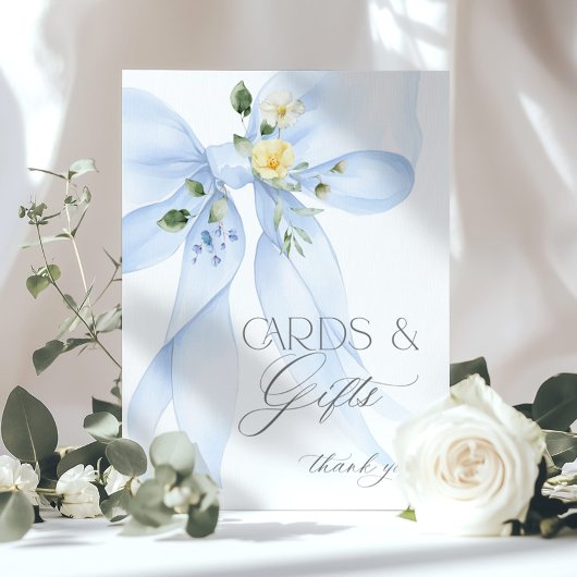 Blue Bow Kaarten en geschenken Baby meisje Douche Poster