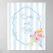 Blue Bow Kaarten en geschenken grillige bloemen Poster (Voorkant)