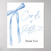 Blue Bow Kaarten en GIfts teken Poster (Voorkant)