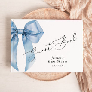 Blue Bow Kalligrafie Baby Bow douche Gastenboek