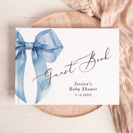 Blue Bow Kalligrafie Baby Bow douche Gastenboek