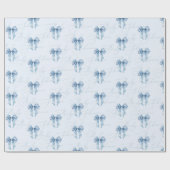 Blue Bow kalligrafie modern Baby shower Cadeaupapier (Vlak)