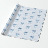 Blue Bow kalligrafie modern Baby shower Cadeaupapier (Uitgerold)
