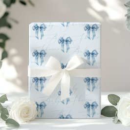 Blue Bow kalligrafie modern Baby shower Cadeaupapier