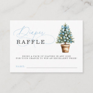 Blue Bow Kerstboom Baby shower Luier Raffle Informatiekaartje