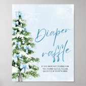 Blue Bow Kerstboom Baby shower Luier Raffle Poster (Voorkant)
