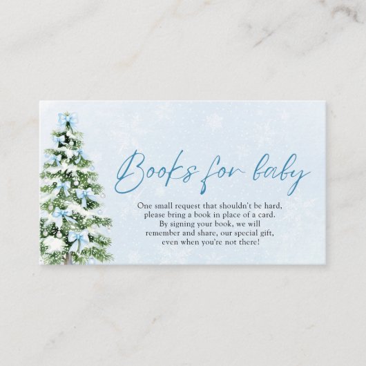Blue Bow Kerstboom Boeken voor Baby Baby shower Informatiekaartje (Voorkant)