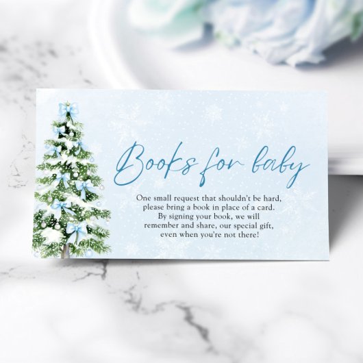 Blue Bow Kerstboom Boeken voor Baby Baby shower Informatiekaartje