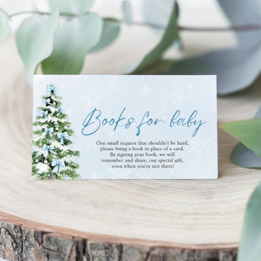 Blue Bow Kerstboom Boeken voor Baby Baby shower Informatiekaartje
