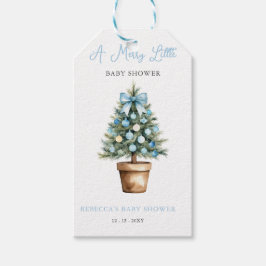 Blue Bow kerstboom vrolijk klein Baby shower Cadeaulabel