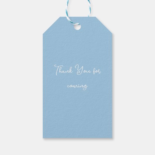 Blue Bow kerstboom vrolijk klein Baby shower Cadeaulabel (Achterkant)