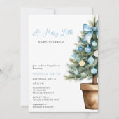 Blue Bow kerstboom vrolijk klein Baby shower Kaart (Voorkant)
