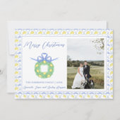 Blue Bow Kustkerst Grandmillenial Foto H Feestdagenkaart (Voorkant)