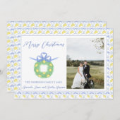 Blue Bow Kustkerst Grandmillenial Foto H Feestdagenkaart (Voorkant / Achterkant)