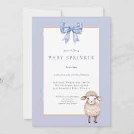 Blue Bow Lamb Baby shower Sprinkle Kaart