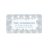 Blue Bow Lijst Holiday Retouradres Etiket (Voorkant)