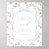 Blue Bow lint Wildflower Kaarten en geschenken Poster (Voorkant)