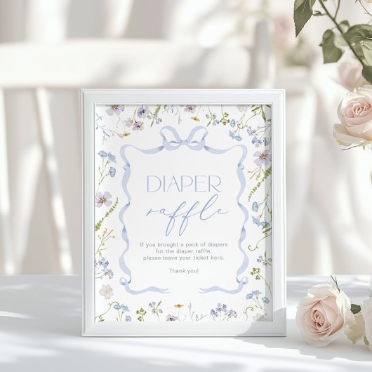 Blue Bow lint Wildflower Luier Raffle Poster